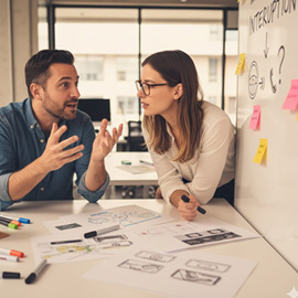 Designer working on user interface for in-car displays