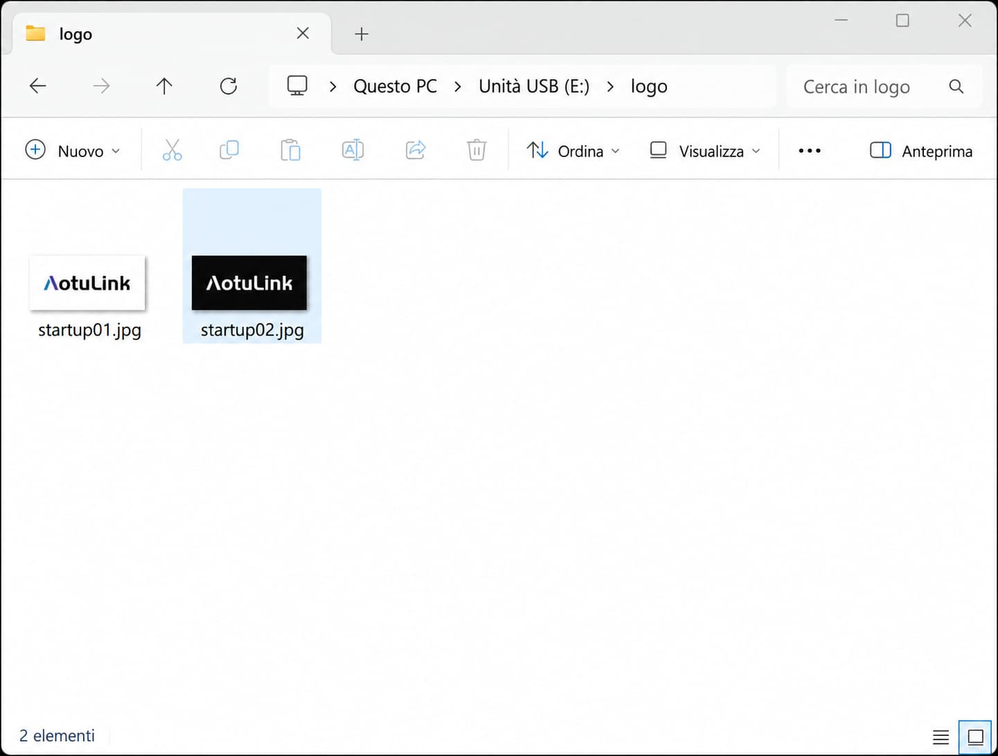 Posizionare i file JPG nella cartella di logo