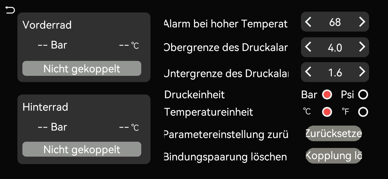 Zu koppelnde Radposition auswählen
