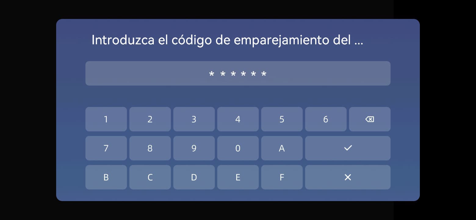 Introduzca los seis caracteres del sensor y pulse ✓