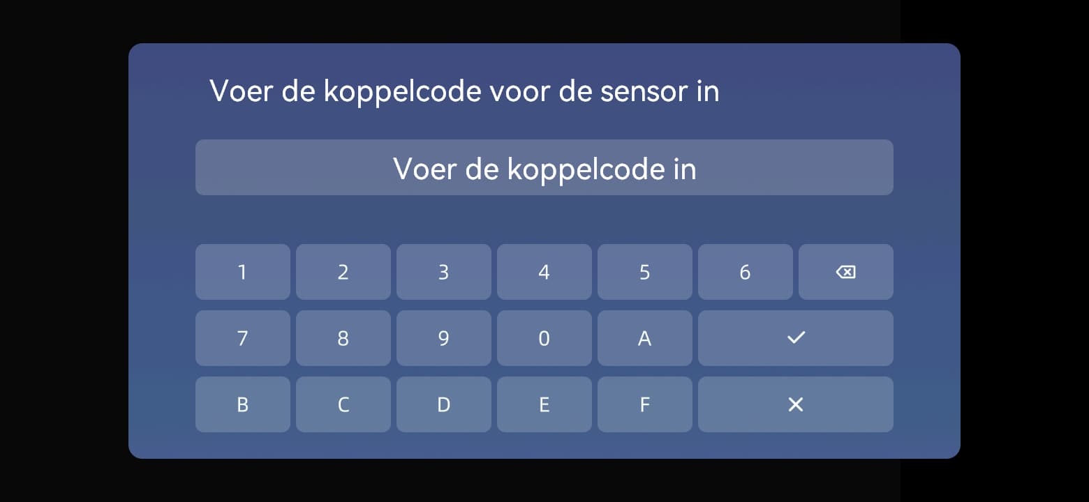 Voer de koppelcode van de sensor in