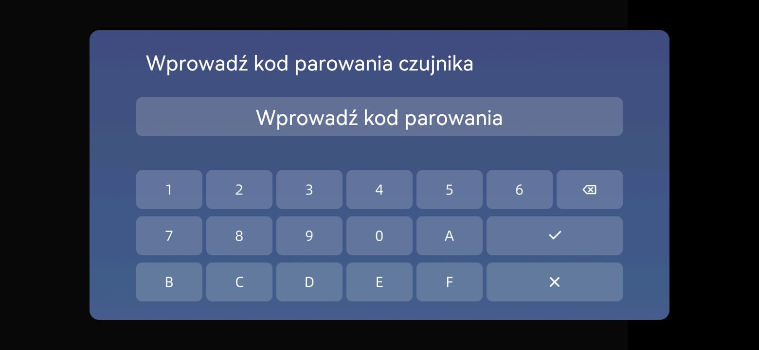 Wprowadź kod parowania czujnika